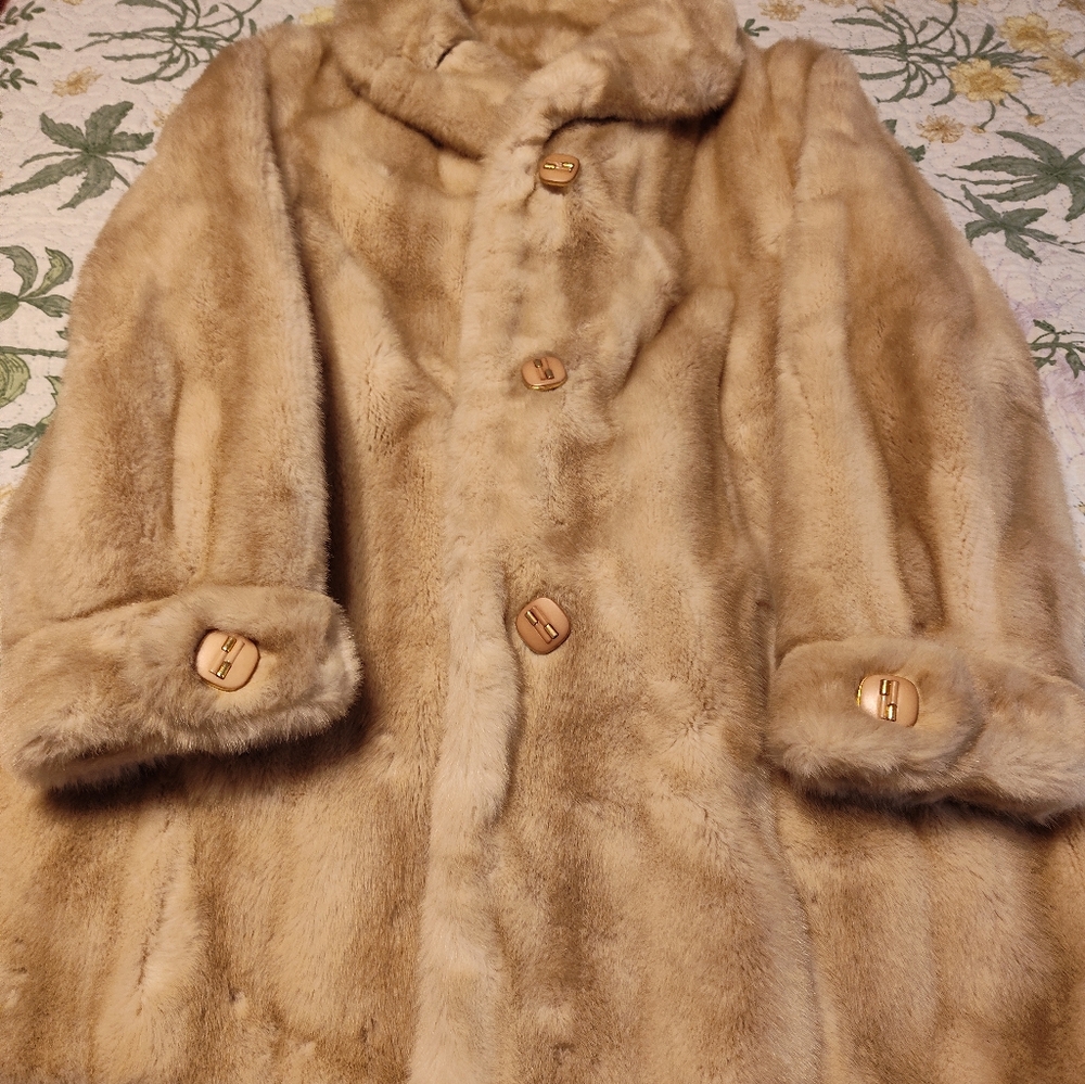 Tissavel of France Beige Faux Fur Jacket